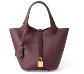 Bolso Cubo en Cuero Genuino - Elegancia Sofisticada con Detalles de Canasta para Mujer