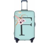 Travel Luggage Cover Spandex Blue Suitcase Protector Bag,Black Letter Boho Floral Daisy Flowers Leaves Anti-Scratch Washable Baggage Covers For Wheeled Suitcase Kid Adult