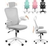 Silla oficina Ajustable y Reclinable con Soporte Lumbar, Reposacabezas Ajustable, Plegables, Malla Transpirable, Ruedas Giratorias 360° Soporta hasta 120kg