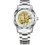 Reloj mecánico de moda para hombres reloj mecánico manual fondo transparente reloj hollow