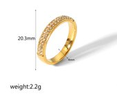Ins Internet Celebrity Style Niche Light Luxury Design 18k Gold Stainless Steel Inlaid Zircon Geometric Ring Jewelry  W