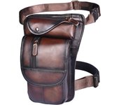 Leg Bag Leg Pouch Motorcycle Leg Bag Genuine Leather Waist Bag3112 (3112 Brown 3)