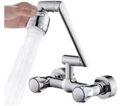 2 Mode Faucet, Wall Mounted Hot and Cold Water Mixer for Bathroom, Kitchen Sink, 360 Degree Faucet