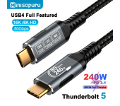 Minisopuru USB Type C 240W Fast Charging Cable for Thunderbolt 5/4/3 Supports One-way 16K/Dual 8K usb c video 80Gbps Data Cable