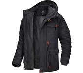 MAGCOMSEN Winter Men's Fleece Jacket Thicken Warm Coats with Detachable Hood Overcoat Multi-Pockets Snow Ski Hiking Parkas