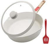 28 x28 x10 Sartén Antiadherente de con Tapa de Silicona,  Aluminio Fundido Sartenes para Freír con Mango Extraíble