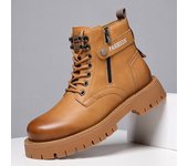 Zapatos De Cuero Para Hombre Engrosados Con Vellón Para Hombre Botas De Nieve Cálidas