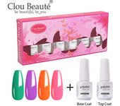 Clou Beaute 8ml Gift Set Kit UV LED Gel Varnish Soak Off Nail Art Gel Nail Polish Pure Nail Color Base Coat No Wipe Top Coat