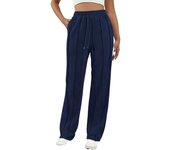 Pantalones de chándal casuales, cintura alta americana, pantalones anchos casuales, pantalones de chándal sueltos