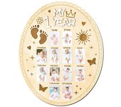 Wood Baby Milestone-Photo Frame Bear/Egg/Door Shape 12 Months Newborn Growth Record Album Hangable DIY Color