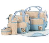 5 Pcs Multifunctional Set Changing  Maternity Mummy Handbag Bottle Holder Portable Nappy Basket Storage Organiser