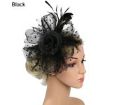 Flower Feathers Hair Clip Fascinator Hat for Women Tea Party Headband Wedding Cocktail Mesh Alice Headband Clip