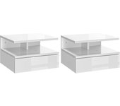 Noche Flotantes Mesitas de Noche Colgantes con 1 Cajón y Estante Abierto para Dormitorio 35x32x22,5 cm Roble y Blanco