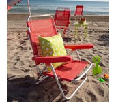 Pack 2 Sillas Playa Plegables | Ligera Portátil | Baja y Reclinable de 4 Posiciones | para Camping, Piscina, Terraza o Jardín Aguamarina