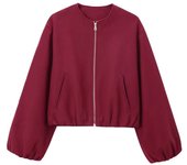 Fashion Autumn-Winter Soft Long Sleeve Bomber Jacket with Round Neck for Women