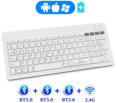 Teclado inalámbrico recargable español/alemán/ruso/coreano/árabe Bluetooth y 2,4G para tableta iPad PC Android IOS Win