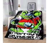 Rat Fink Blanket Funny Cartoon Mouse Print Flannel Blanket Rat Fink Art Blanket for Sofa Bed Livingroom Nap Blanket Quilt