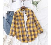 2025 New Fine Loose Casual Women Plaid Fresh College Style Long Sleeve Blouses & Tops Ladies Flannel Checked Shirt Clothes