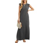 Vestido casual de verano con cuello redondo, vestido suelto de playa antiarrugas