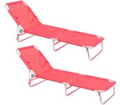Pack 2 Tumbonas Jardín Exterior | Ligera Plegable y Reclinable| 3 Posiciones | para Playa Camping Piscina Terraza o Jardín Azul