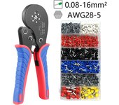 HSC8 16-6 Crimping Plier 28-5AWG 0.08-16mm Hexagonal Ratcheting Ferrule Crimping Tool Crimper with 1200PCS Terminals