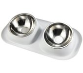 Stainless Steel Durable Plastic Double Pet Accessories Removable Feeding Cat Water Bowl Bowls Dog Food Basin