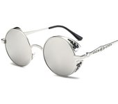 Gafas de sol polarizadas para mujer redondas de vapor punk, gafas de sol coloridas con montura grande y cara recortada