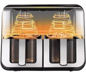 8 programas preestablecidos, ventana de visualización digital Freidora de aire seco 4.5L + 4.5L sin aceite, freidora de aire sin aceite de 2500 W,
