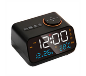 FM Radio LED Alarm Clock for Bedside Wake Up. Digital Table Calendar with Temperature Thermometer Humidity Hygrometer(B)