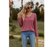 Women's V-neck sharp edged long sleeved shirt, autumn T-shirt