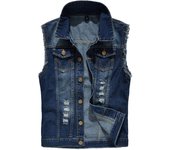 Chalecos mezclilla para hombre, ropa de calle a la moda, chaquetas sin mangas con ribete, algodón, Retro, verano y otoño