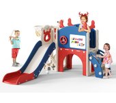 niños pequeños, tobogán pequeño con Forma de Dinosaurio con Marco de Bola, aro, Equipo de Juegos con tobogán para niños, tobogán para bebés de 1 a 3 años (Dinosaurio-Beige Gris)