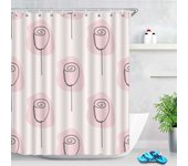 Pink Tulip Flower Plant Shower Bathroom Polyester Waterproof Decorative Curtain with Hooks