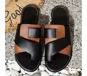 2025 nuevo gran tamaño color bloqueo conjunto dedo del pie plano zapatillas mujeres color bloqueo exterior desgaste ligero playa sandalias zapatillas