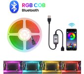 Bluetooth COB LED Strip Lights USB 5V 576LEDs/M High Density Linear Light Flexible LED Tape TV Backlight for Room Decoration