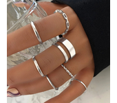 Retro Silver Color Geometric Knuckle Rings Set For Women Eye Cross Sun And Moon Leaf Charm Finger Ring Female Boho Party Jewelry