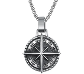 Gold Color Cross Compass Polaris Pendant Round Coin Necklace Men and Women Charm Hip Hop Rock Casual Party Jewelry Gift