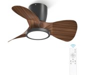 Ventilador de Techo con Luz, 60CM, LED Regulable 3CCT (3000K-4000K-5000K), 1800LM Ventilador de Techo con Mando a Distancia, 4 Velocidades, Temporizador, Apto para Salón, Dormitorio, Color de la nuez