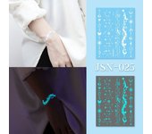 Blue Glow Henna Tattoo Sticker Glow in the Dark Lasting Luminous Temporary Tattoos Sweatproof Waterproof Fake Lace Tattoos Girls