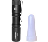 MANKER E05 II (Al-Black, Cool White Version, 6500K) Compact EDC Flashlight, High Density White LED Emitter 1300 Lumens, Power by 14500 or AA Battery, IP68 Waterproof