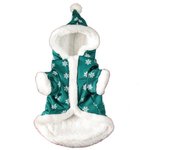 Snowflake Pattern Christmas Dog Clothes Soft Comfortable Pet Christmas Cotton Coat Thickened Dog Hooded Fleece Coat Winter