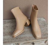 Botas Cortas Botas Ajustadas De Tubo Bajo Para Mujer Botas Cortas De Tacón Grueso Con Cabeza Cuadrada