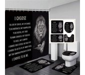 Black Lion Shower Curtain Set Wild Animal Motivational Quote Bathroom Curtains Non-Slip Bath Mat Rug Toilet Lid Cover Home Decor