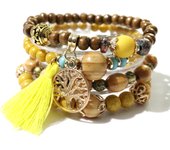 Nueva pulsera bohemia, joyería creativa para mujer, borla, multicapa, con cuentas de madera, pulsera de moda de estilo étnico