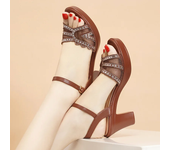 Sandalias de mujer Boca de pescado verano zapatos cómodos de malla para mujer tacón elegante Casual hebilla en el tobillo Sandalias de plataforma de tacón alto