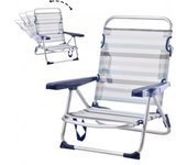 Folding beach chairs convertible into aluminum and textilene bed 53x20x78cm with anti-tip