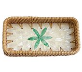 Hand Woven Splicing Shell Rattan Basket Rattan Weaving Colorful Rattan Shell Tray Handmade Household Dried Fruit Plate