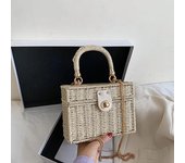 New rattan black straw Shoulder Bag Women hand-woven Messenger Bag Summer Beach Square box Straw Handbag For lady Bolsa Feminina