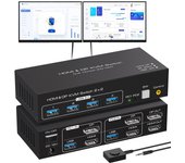 Navceker 2x2 HDMI DP KVM switch 4K 120Hz Dual Monitor Extended Display 8K USB KVM Switcher 2 in 2 out for 2 Computers 2 Monitors