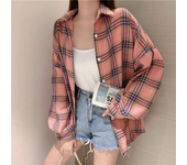 Plaid Shirt Women Autumn Long Sleeve Top Female Vintage Fashion Single Breasted Blouse Ladies Preppy Style Loose Check Shirts